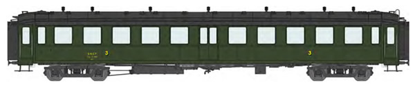 REE Modeles VB-368 - French SNCF BACALAN Coach 3rd class C11myfi 11450 SNCF Era III black roof, ladders